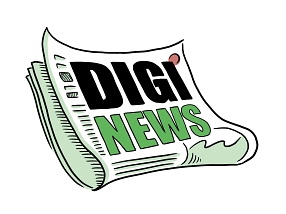 Banner Digi-News Die Zeichnung zeigt eine Zeitung sowie den Schriftzug "Digi-News". Verwendet werden die Farben Schwarz und Grün. © Landkreis Northeim