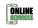 Zu sehen ist eine Grafik, die ein Smartphone zeigt. Die Abbildung wird überlagert von dem Schriftzug "Online-Services", der in den Farben Schwarz und Grün gehalten ist.&nbsp;&copy;&nbsp;Landkreis Northeim