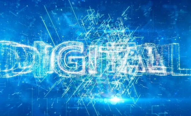 Digitalisierung Schmuckbild Ein Schmuckbild zeigt in leuchtender Schrift das Wort "Digital"