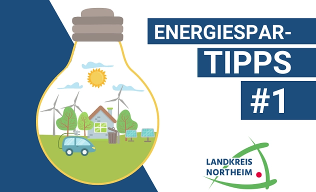 Zu sehen ist eine schematische Glühbirne, in der eine Landschaft, ein Haus und ein Auto abgebildet ist.