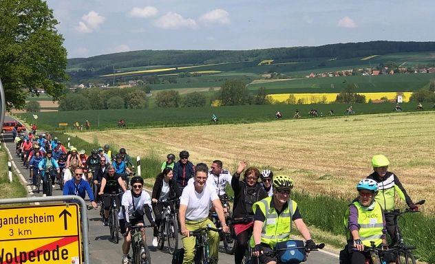 Fahrradtag 2023 Das Bild zeigt die Fahrradgruppe des Fahrradtages 2023