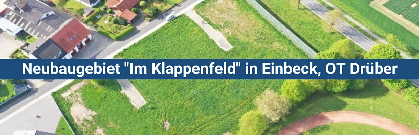 Titelbild Neubaugebiet Im Klappenfeld Das Bild zeigt eine Luftaufnahme des Neubaugebietes im Klappenfeld © Landkreis Northeim