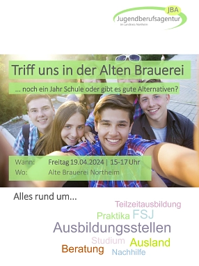 Auf dem Plakat stehen die Veranstaltungsdaten. Im Hintergrund ist eine Gruppe fröhlicher Jugendlicher zu sehen.&nbsp;&copy;&nbsp;Landkreis Northeim